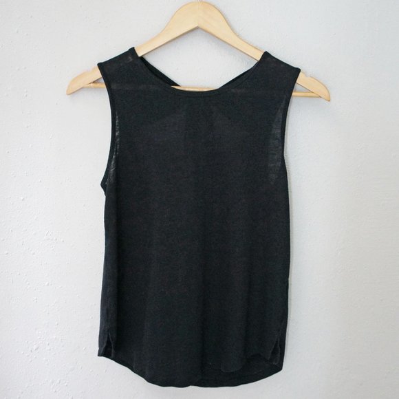 Old Navy Relaxed Tie-back Linen-blend Tank Top in Black - Picture 1 of 4